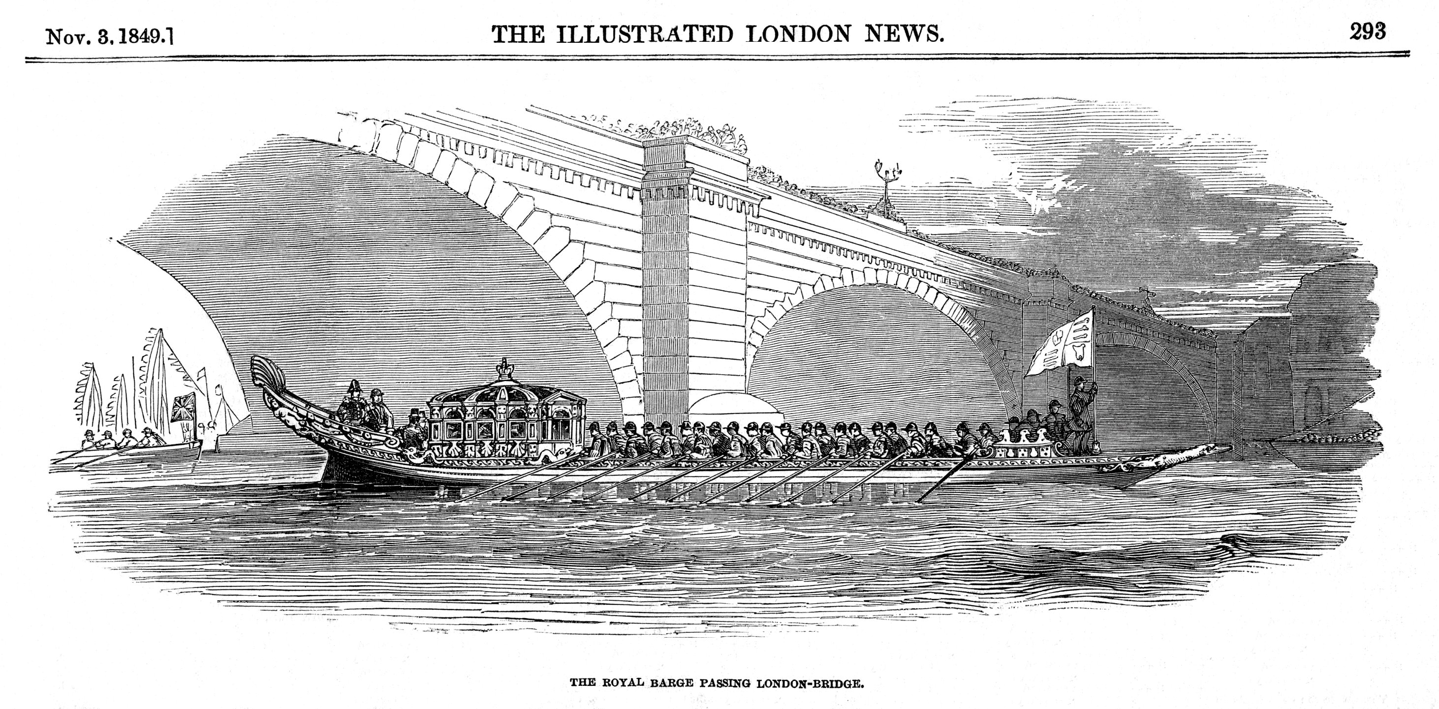 London,Royal Barge,London London Bridge,prints Illustrated London News,river view